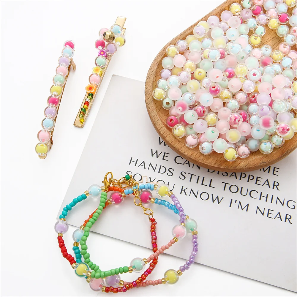 

Acrylic transparent frosted beads in beads round beads diy hair accessories head rope handmade hair accessories accessories