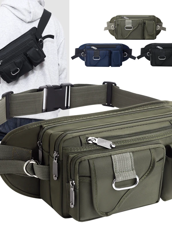 Outdoor Sports Thickened Oxford Cloth Waist Bag Unisex Large Capacity Waterproof Single Shoulder Crossbody Bag for Hiking And...