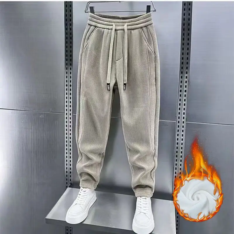 Autumn Winter Casual Pants Elastic Waist Harem Pants for Men's Fashion Sports Corduroy Fleece Joggers Baggy Trousers casual pants sports pants casual sports pants corduroy pants
