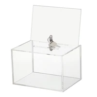 Acrylic Donation Box with Lock Raffle Box with Sign Holder Ballot Suggestion Box for Fundraising Donation Voting 2