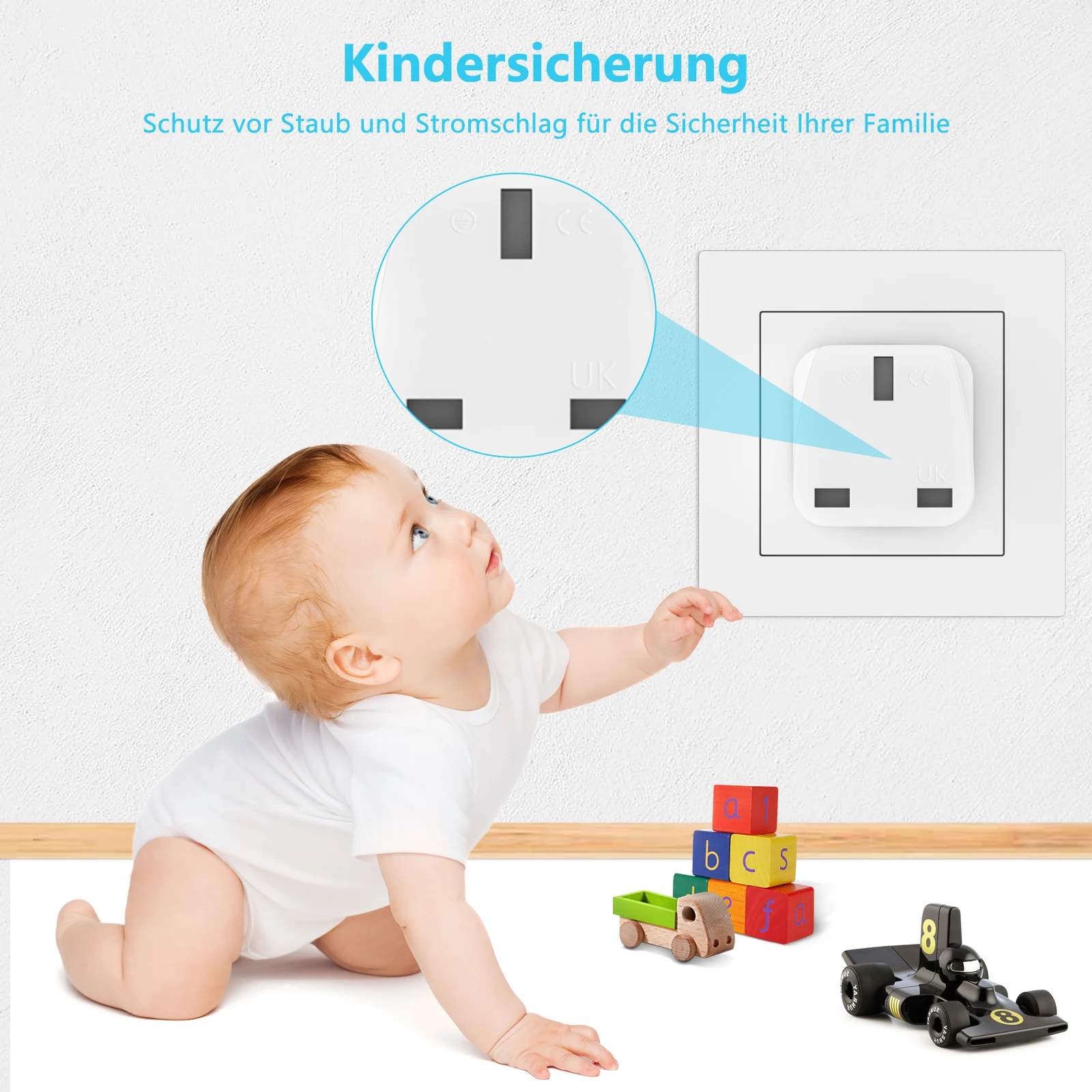 UK to EU Plug Adapter - European Travel AC Power Converter Set (3-Pack)