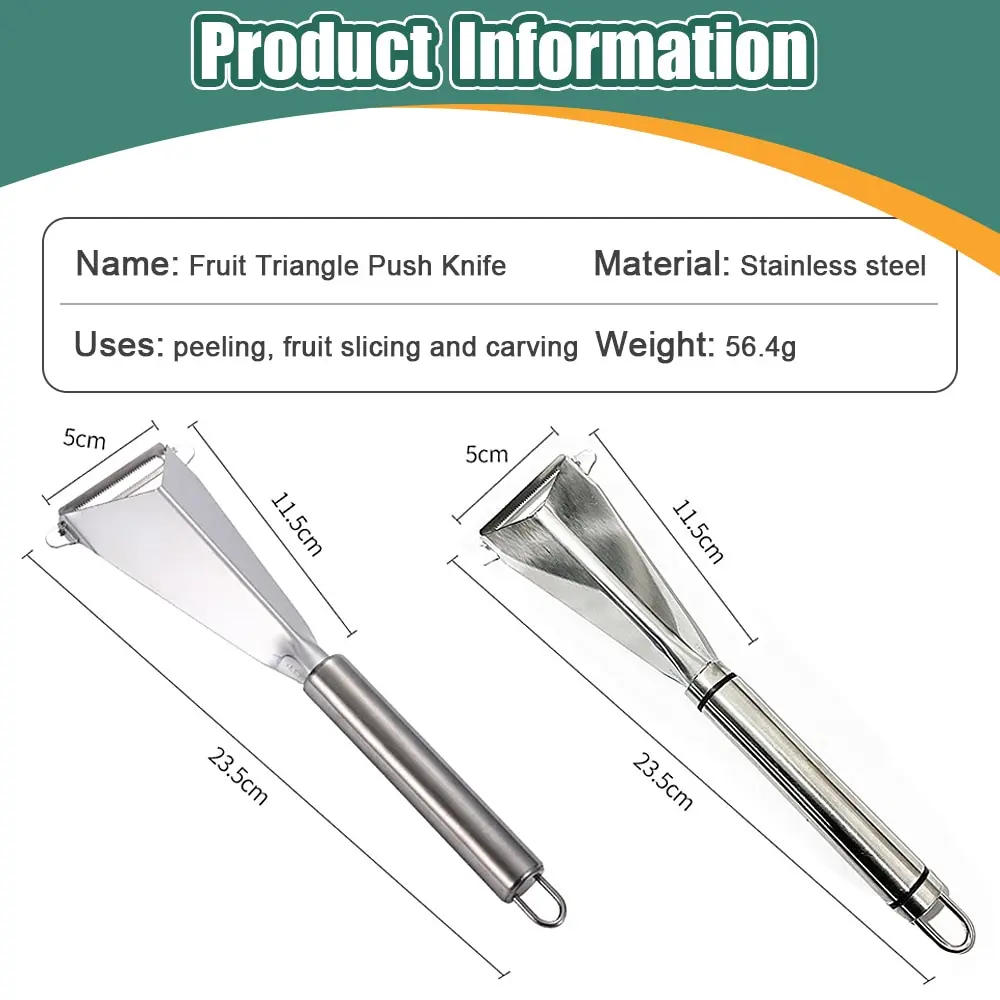 Stainless Steel Fruit Knife fruit slicer vegetable slicer fruit knife vegetable cutter potato slicer apple slicer apple cutter food slicer kitchen knife Triangle Vegetable Fruit Slicer Push Planer Knife Carrots Peeler Non-slip Carving Blade Tool