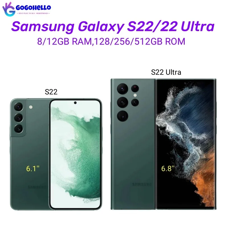 

Original Samsung Galaxy S22 S22 Ultra 5G S901U/U1 S908U/U1 6.8'' RAM 8/12GB ROM 128/256/512GB Snapdragon NFC Unlocked Cellphone