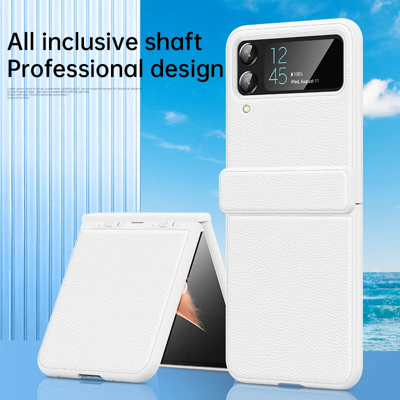 Leather Hinge Case with Retro Litchi Pattern - Shockproof Slim Ultra Thin Cover