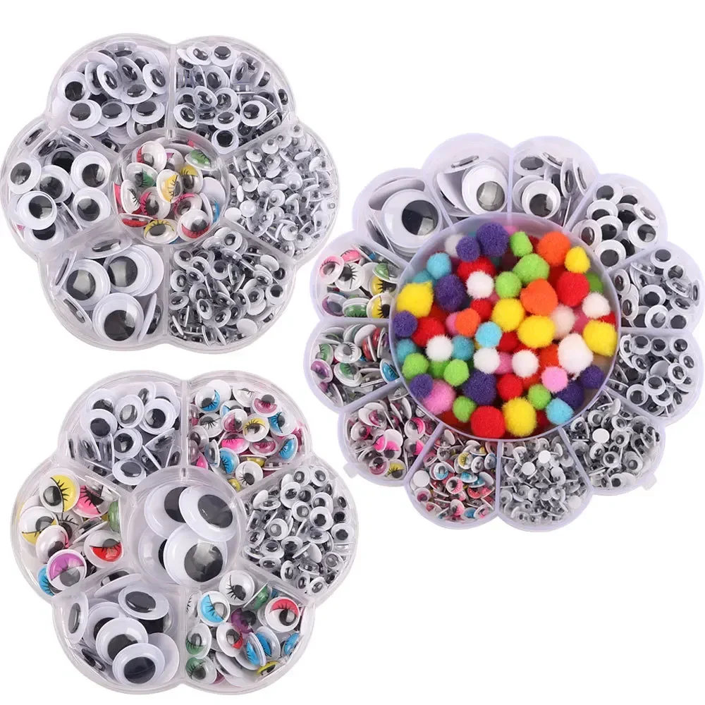 255/930pcs Colorful Self-adhesive Wobbly Googly Eyes for DIY Scrapbooking Crafts Supplies Dolls Accessories Eyes Handmade Toys doll eyes,googly doll eyes,plastic toy eyes