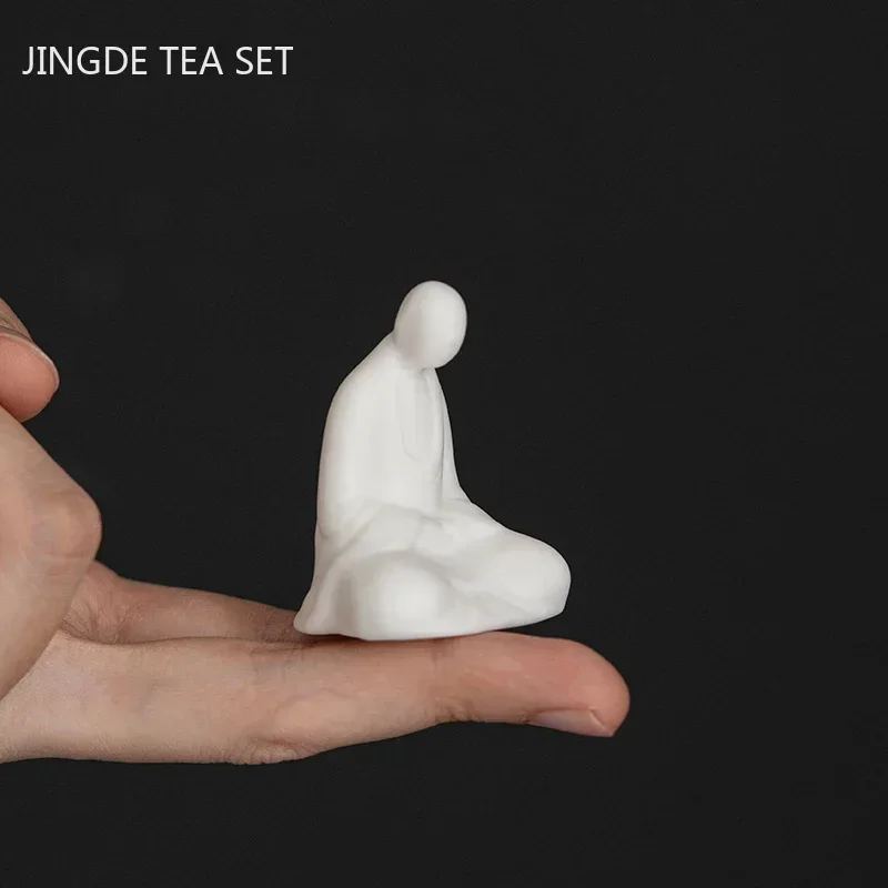 Ceramics Figure Statue Decoration White Porcelain Tea Pet Decor Ornament Handmade Tea Table Accessories Boutique Teaware