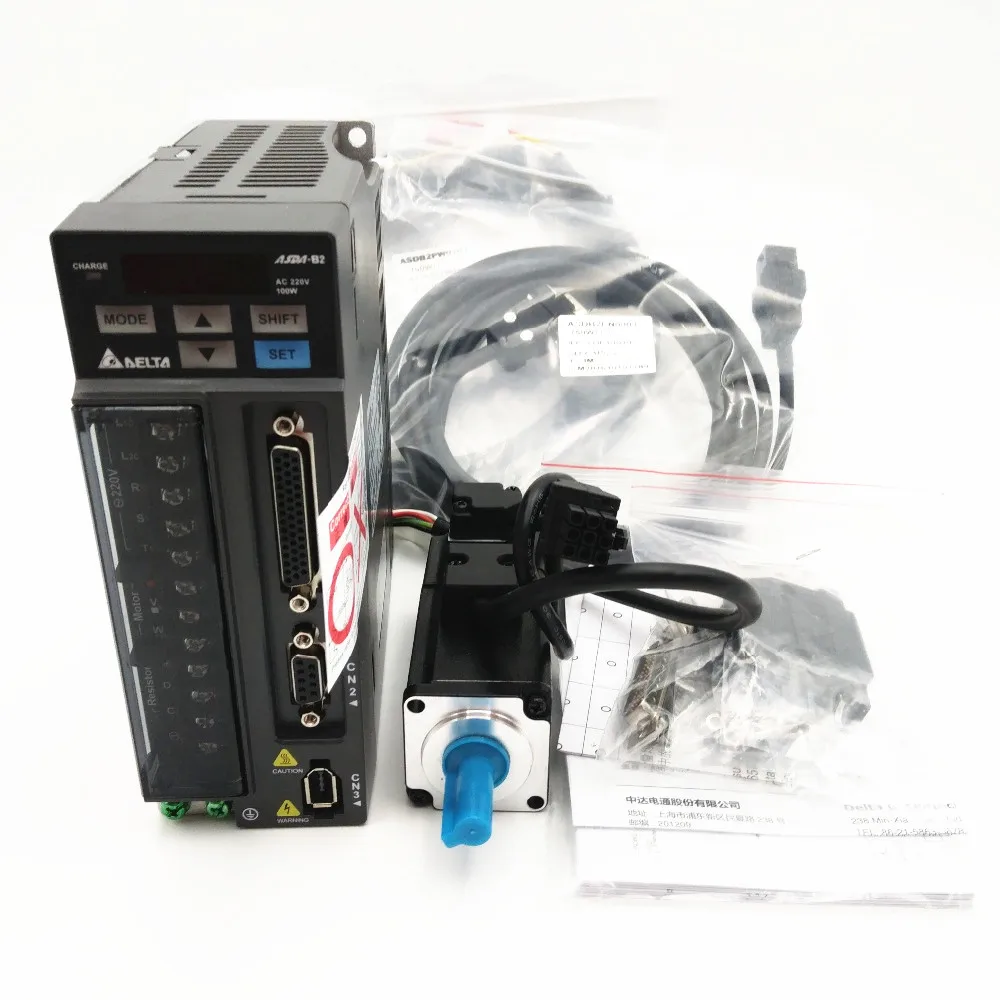 Delta CNC 100W AC Servo Motor Drive kits System 220V 0.32NM 3000RPM