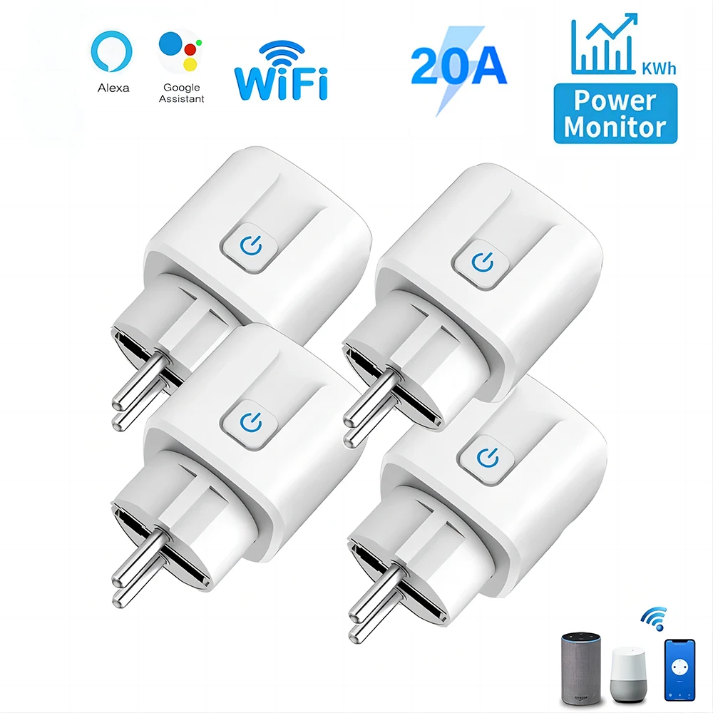 Smart EU WiFi Socket with Power Monitoring, Voice Control & Timing Features