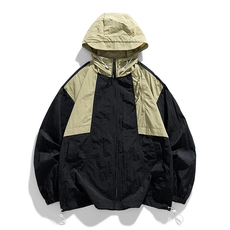 

Men Jackets 2023 Spring Autumn Casual Fashion Streetwear Loose Windbreaker Women Patchwork Zipper Coats Couple Hoodies Outerwear