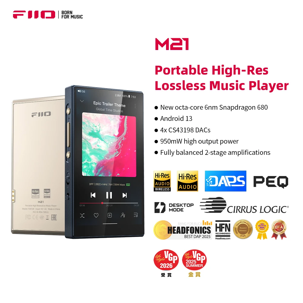 FiiO M21 Android 13 Hi-Res Music Player MP3 with Snapdragon 680