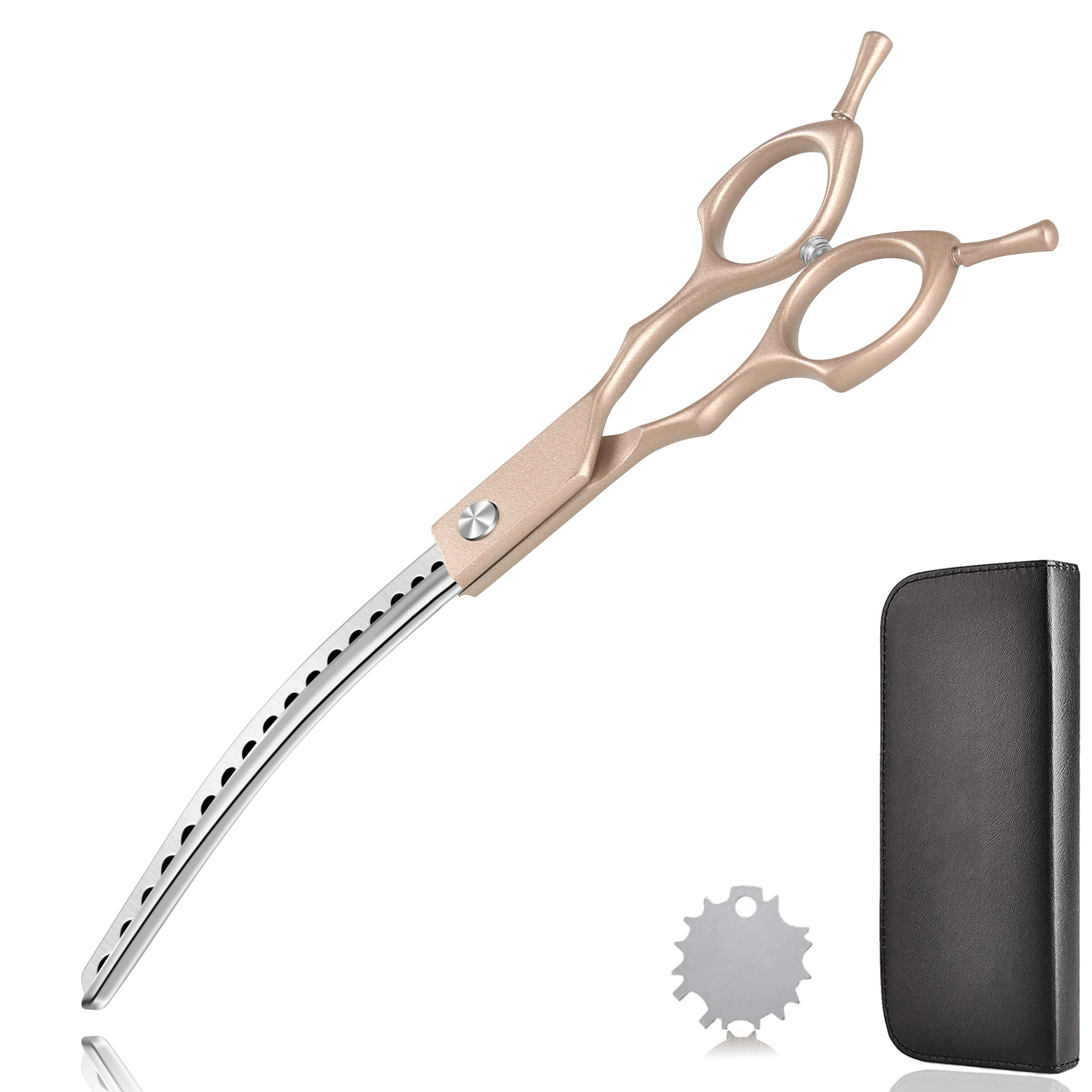 7inch Curved Chunkers Shears Premium Stainless Steel Lightweight Ergonomic Design Specialized Pet Grooming Scissors hairdressing scissors,dog grooming scissors,hair trimmer scissors