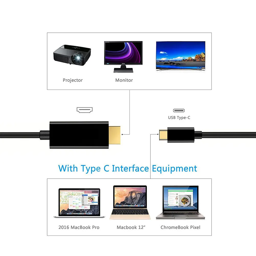 1.8M USB 타입-C to VGA 어댑터 케이블 (노트북 모니터 프로젝터 TV용) 블랙 타입 C 어댑터 타입 C 컨버터 4K 케이블 PC용