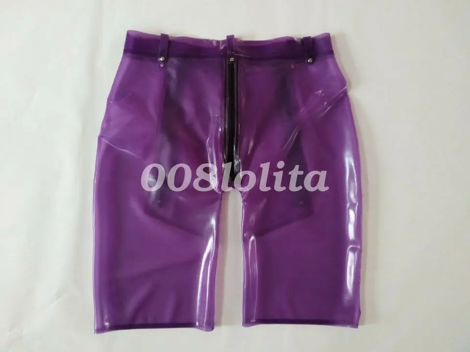 Latex Rubber Shorts Briefs Three Zipper Size S-XXL