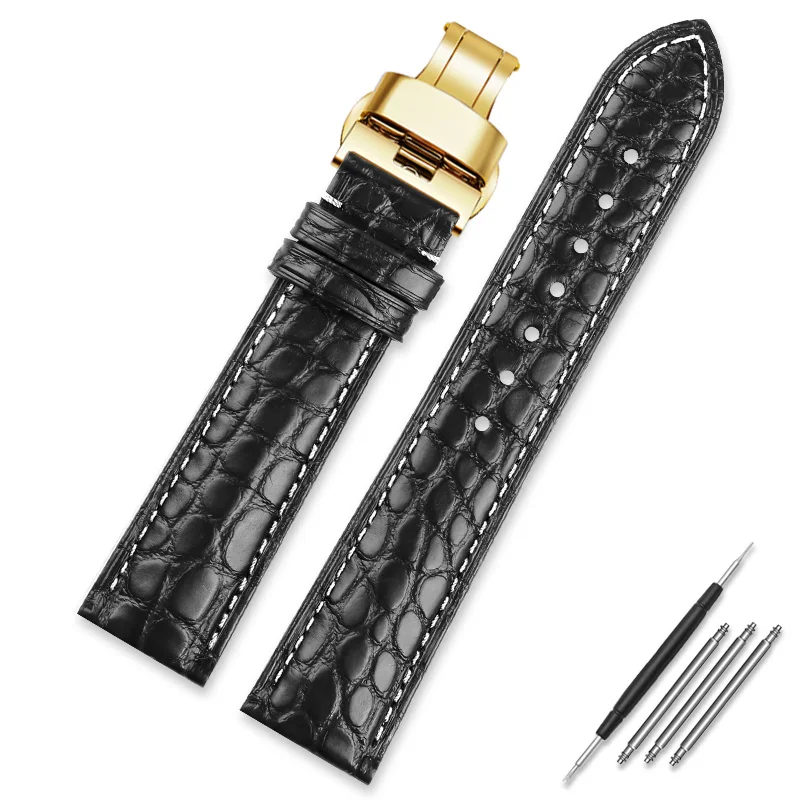 thumbnail image 1 of Correa de piel de cocodrilo para reloj Longines Master Omega con cierre de mariposa para hombre y mujer, 12, 14, 16, 18, 20, 22 y 24 mm, 1 of 5
