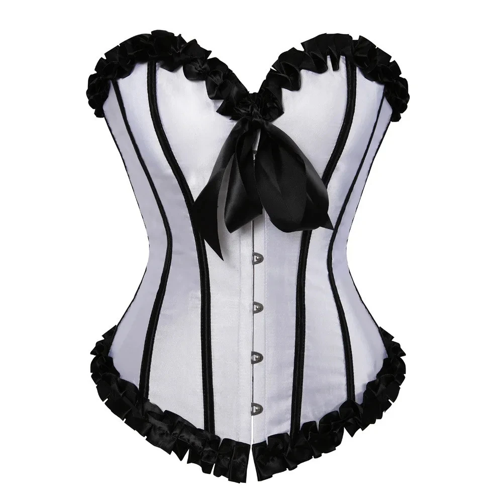 PINK BLACK CORSET SATIN BONED LACE UP SEXY CINCHER BUSTIERS WOMEN SEXY CORSELET LINGERIE OVERBUST UNDERBUST WAIST TRAINER CORSET