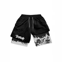 Adult Double Layer Fitness Sports Pants Casual Printed Shorts Cross-Border 3D Digital Personalized Print Comfortable Summer Wear