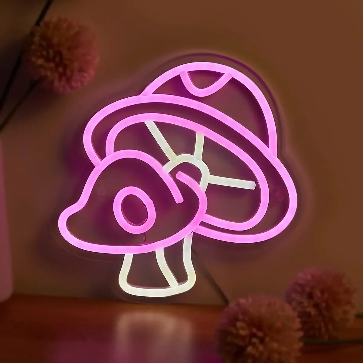 LED Neon  Sign Mushroom Cute Neon Light Sign USB Powered Wall Art Game Room Bedroom Living Room Decor Lamp for Girl Boys