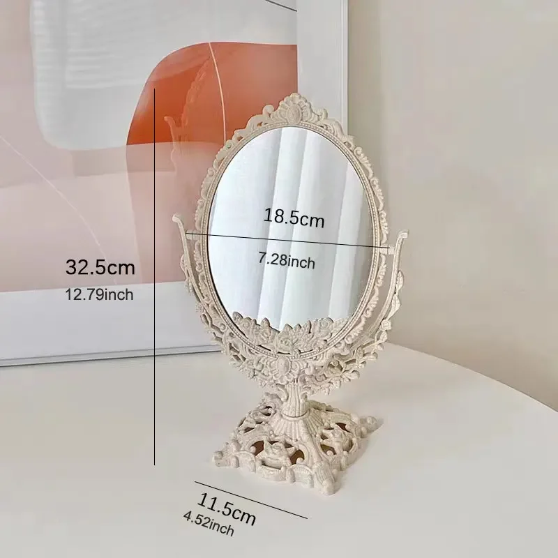 빈티지 유럽 스타일 화장 거울 데스크탑 화장대 거울 360도 회전 휴대용 화장 거울