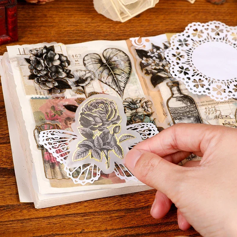 Scrapbooking Stamping Sulfate Paper Literary Handbook DIY Decorative Stickers 6 models 20 pcs