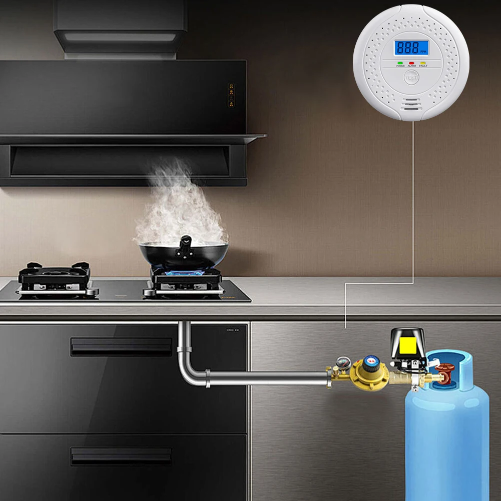 CO Alarm Sensor Digital Carbon Monoxide Detector Gas Detector Independent Smoke Fire Sound Carbon Monoxide Detector Smart Home