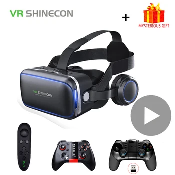 Shinecon 6.0 카스크 VR 가상 현실 안경, 3D 고글 헤드셋, 스마트폰 바이어 쌍안경, 비디오 게임용 헬멧