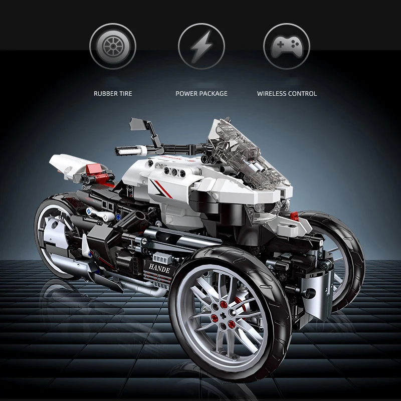 

Technical 2.4ghz Radio Remote Control Vehicle Build Block Hondas Neo Wing Three Wheeled Motorcycle Model Brick Rc Toy Collection