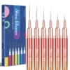 6Pcs Transparent French Stripe Liner Kolinsky Brush 3D Tips Manicure Ultra-thin Line Drawing Pen Brushes Painting Nail Art Tools 1