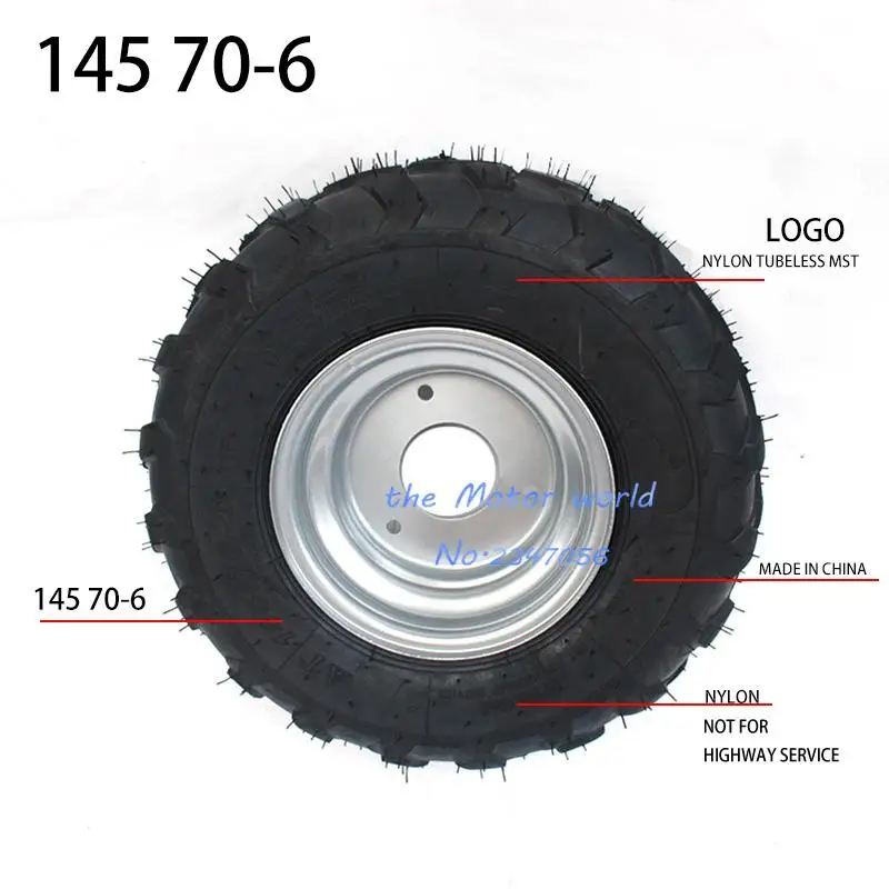

145/70-6 Tire Inch ATV Tires and Wheels Tubeless for Iron Wheel Rims Fits Go Kart Buggie Atv Quad