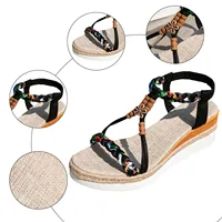 Femmes sandales à talons compensés été bande tressée plate-forme gladiateur sandales Style ethnique Slingback chaussures De plage femmes Sandalias De Mujer 5