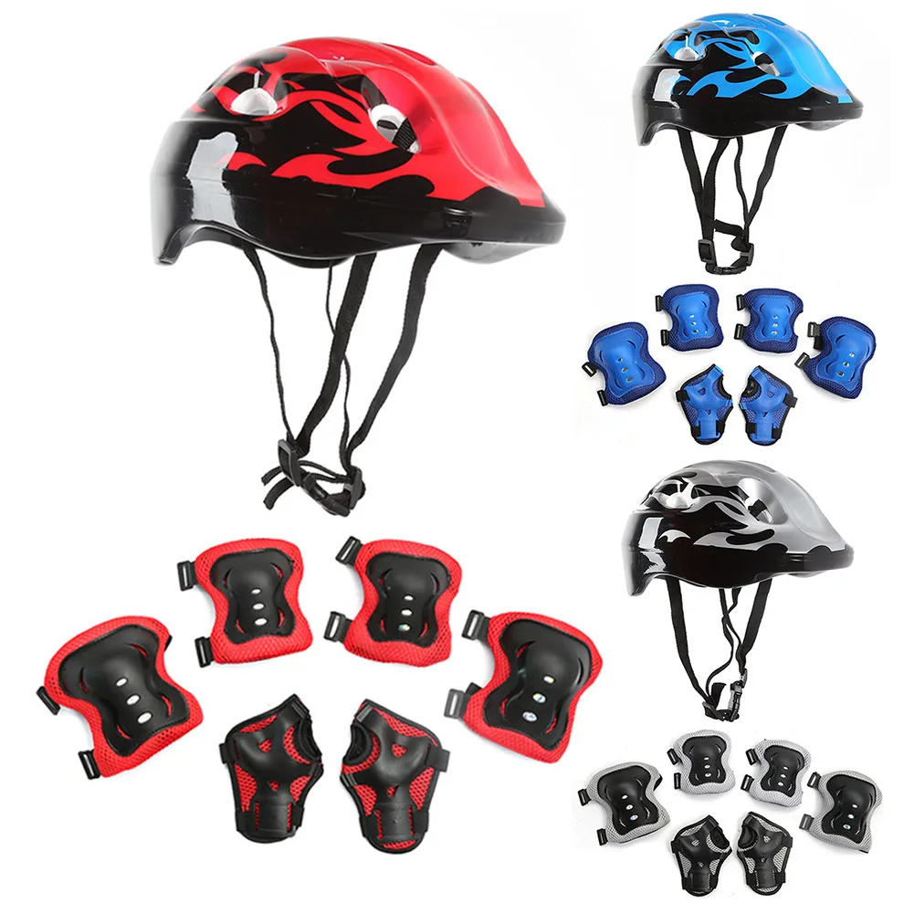 Ensemble d'équipement de protection de conduite de sécurité pour enfants, réglable, planche à roulettes, scooter, casque respirant, garçons, filles, 5-12 ans, 48-55cm, 7 pièces