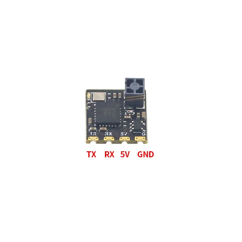 Récepteur ELRS Mini 1 ou 2 pour Drone FPV - ExpressLRS 2.4GHz, connecté à un câble de liaison, montrant les ports.