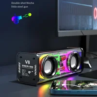 V8 Transparent Mecha Speakers Bluetooth 5.0 Wireless Double Bass Diaphragm Subwoofer Music TWS RGB Light Mini Party Loudspeaker - Image 4