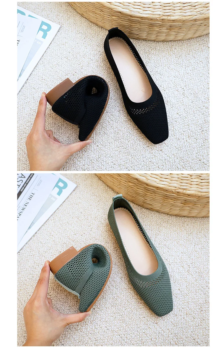 Hollow Knitted Mesh Shoes of Women Summer Comfortable Breathable Lightweight Luxury Girls Air Flats Daily Work Ladies Loafers