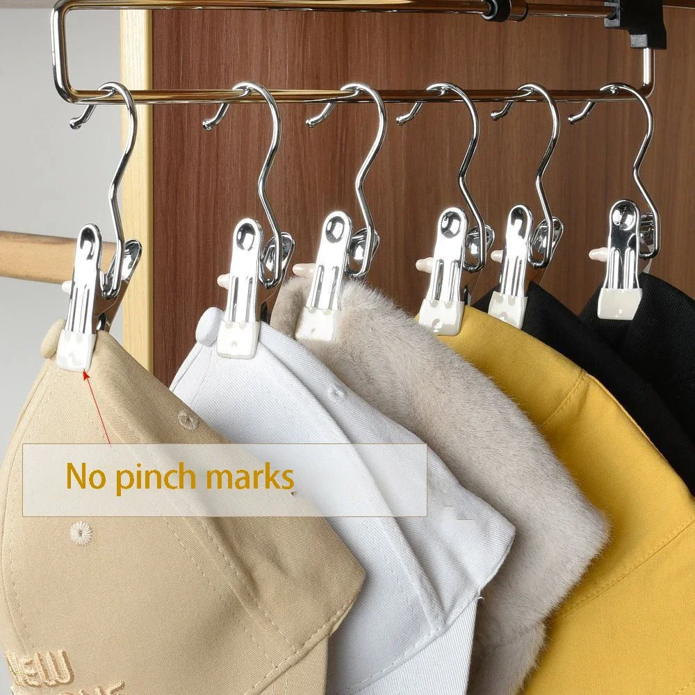 Stainless Steel Clip Space-Saving Hanger Clothespins Hat Pants Storage Multifunctional Clips for Clothes Clothes Organizer