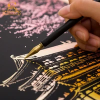 2PCS Scratch Paper Magic Painting Kit Art Night Scene World Landmarks Animals Drawing Toys with Pen Crafts Card Game Adult Gifts 2