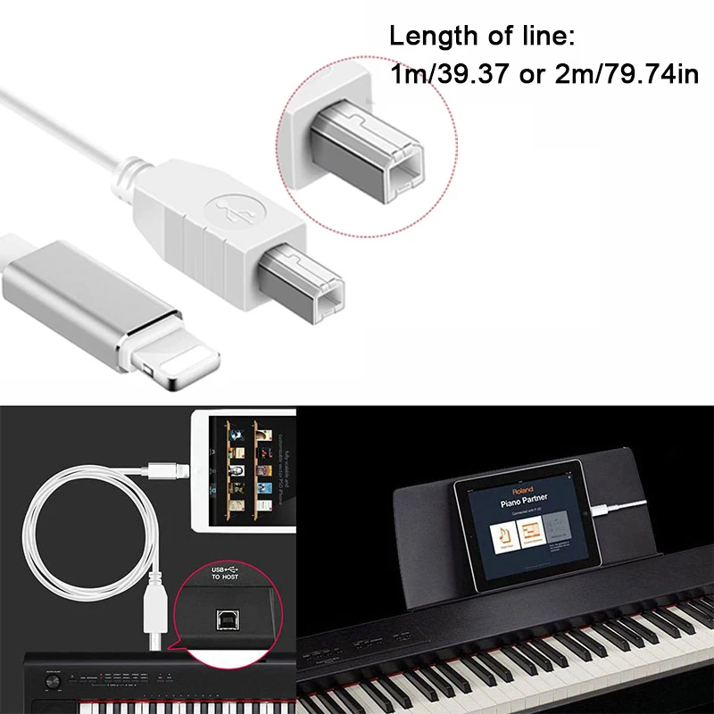 MIDI USB B-iPhone iPad IOS 인터페이스 전자 피아노 드럼 용 OTG 데이터 케이블 전기 피아노 MIDI 키보드 커넥터