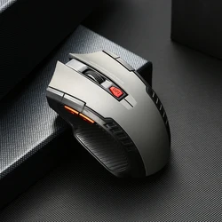 Wireless Optical Mouse with USB Receiver - 6 - Button Portable Design (Gray)