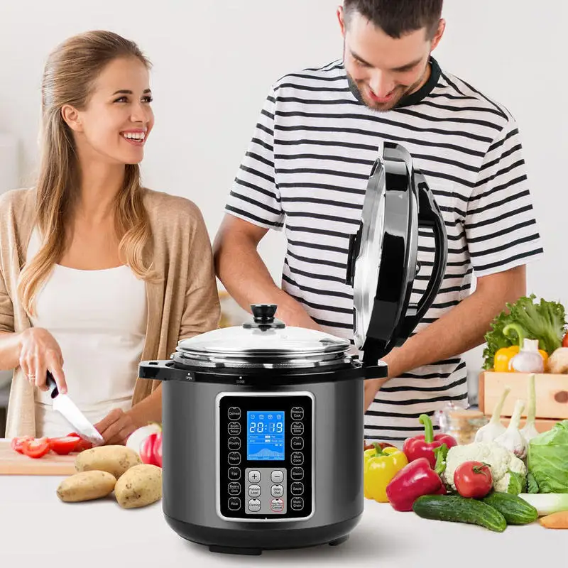 Electric Pressure Cooker Touch Control Programmable Kitchen Robot with Glass Lid