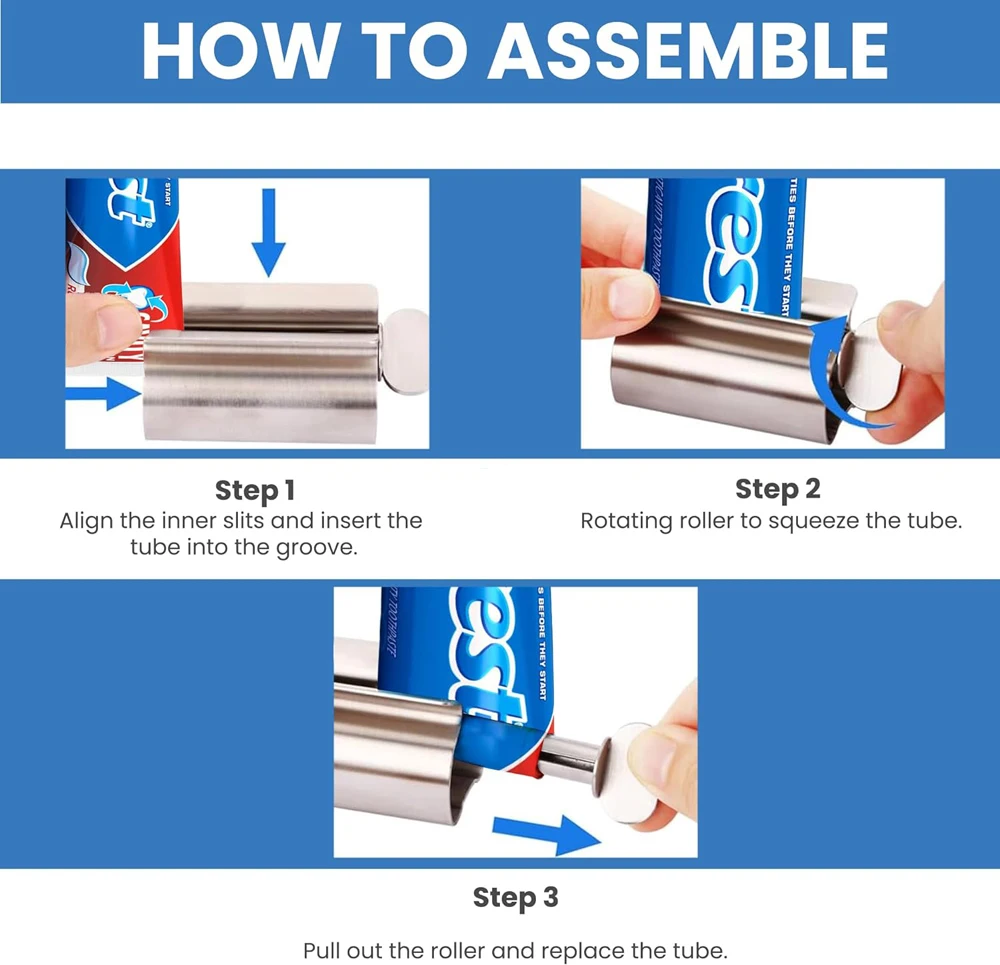 New Stainless Steel Wringer Roller Rotate Dispenser for Ointments Cosmetics Bathroom Accessories Toothpaste Squeezer Tube Roller 4