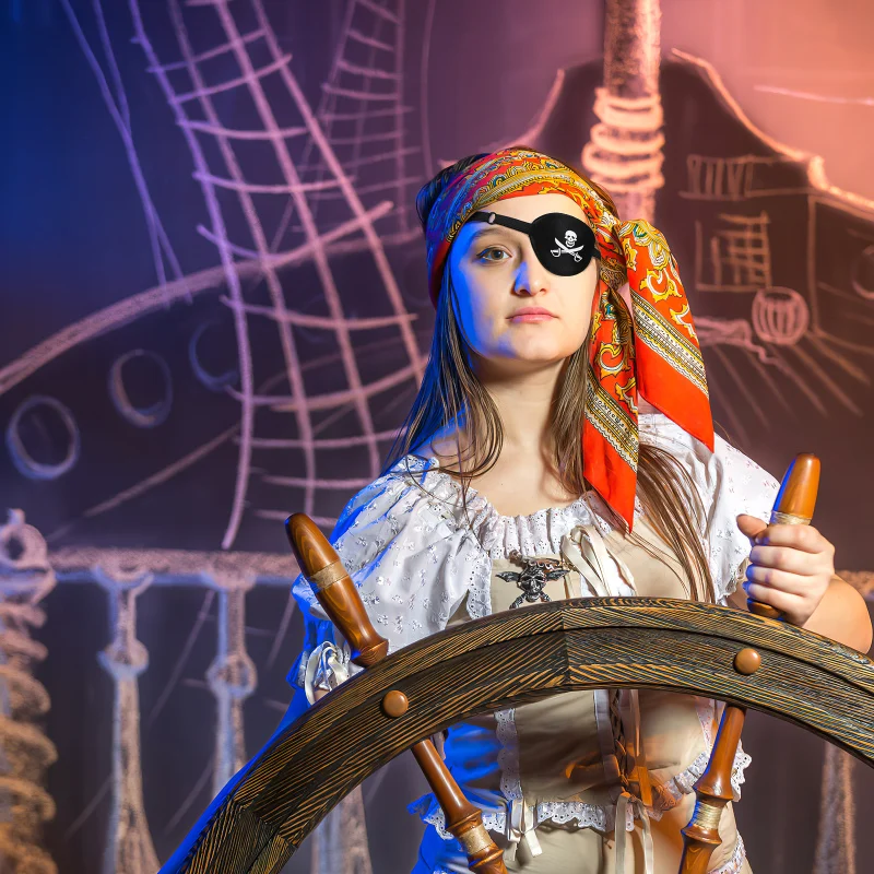 Description Picture 5 of itemAdult Pirate Eye Patch Skull Crossbone Eye Patch Eye Mask For Halloween Party Cosplay Black Eye Mask Pirate Style Eye Patch