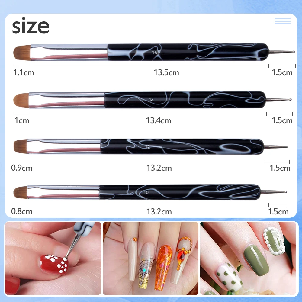 Dual-End French Nail Art Brush and Dotting Pen