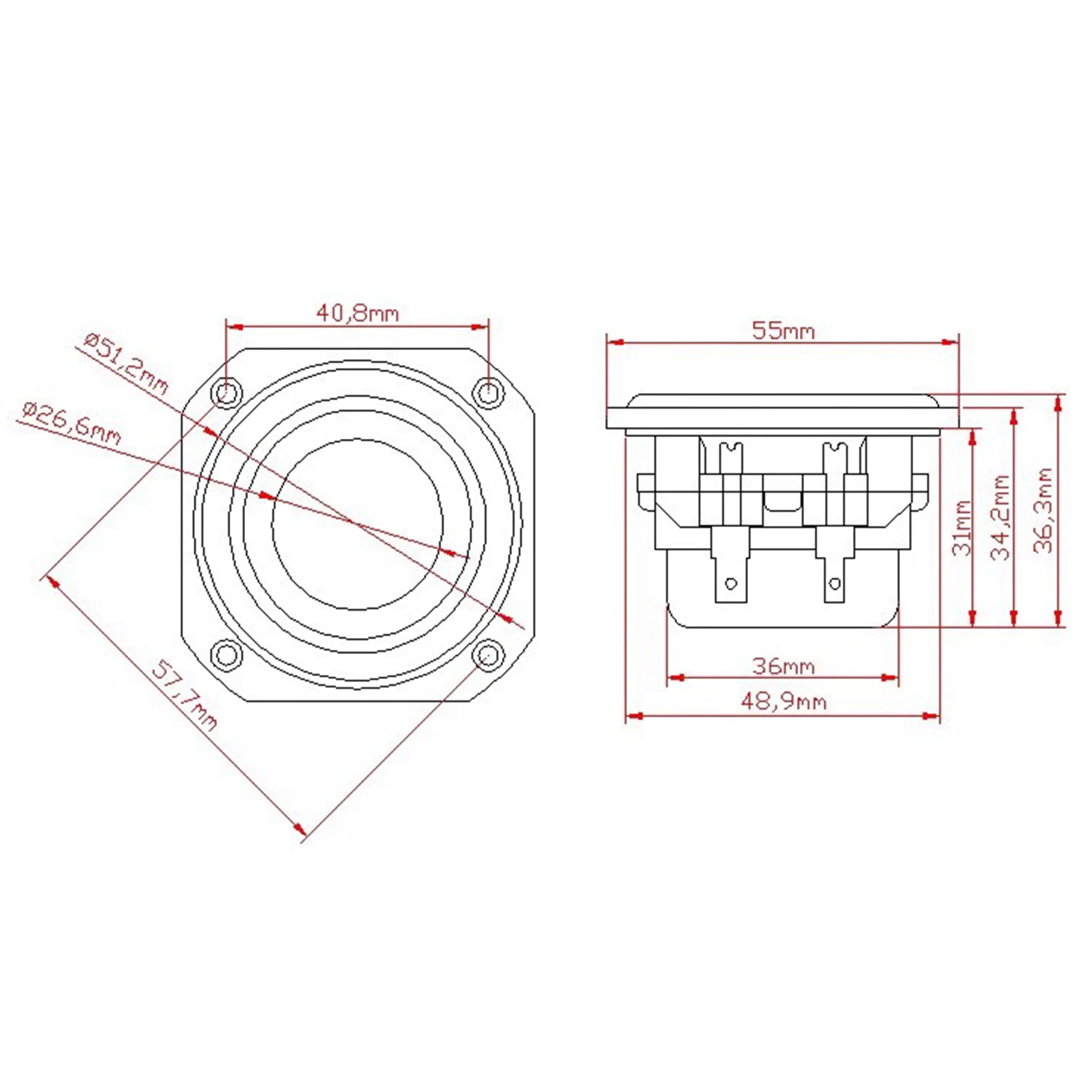 AIYIMA 2pcs 55MM 2 Inch Full Range 4 Ohm 25-40W Speakers Unit High Power DIY Bluetooth Bookshelf Speakers Hifi Audio Loudspeaker