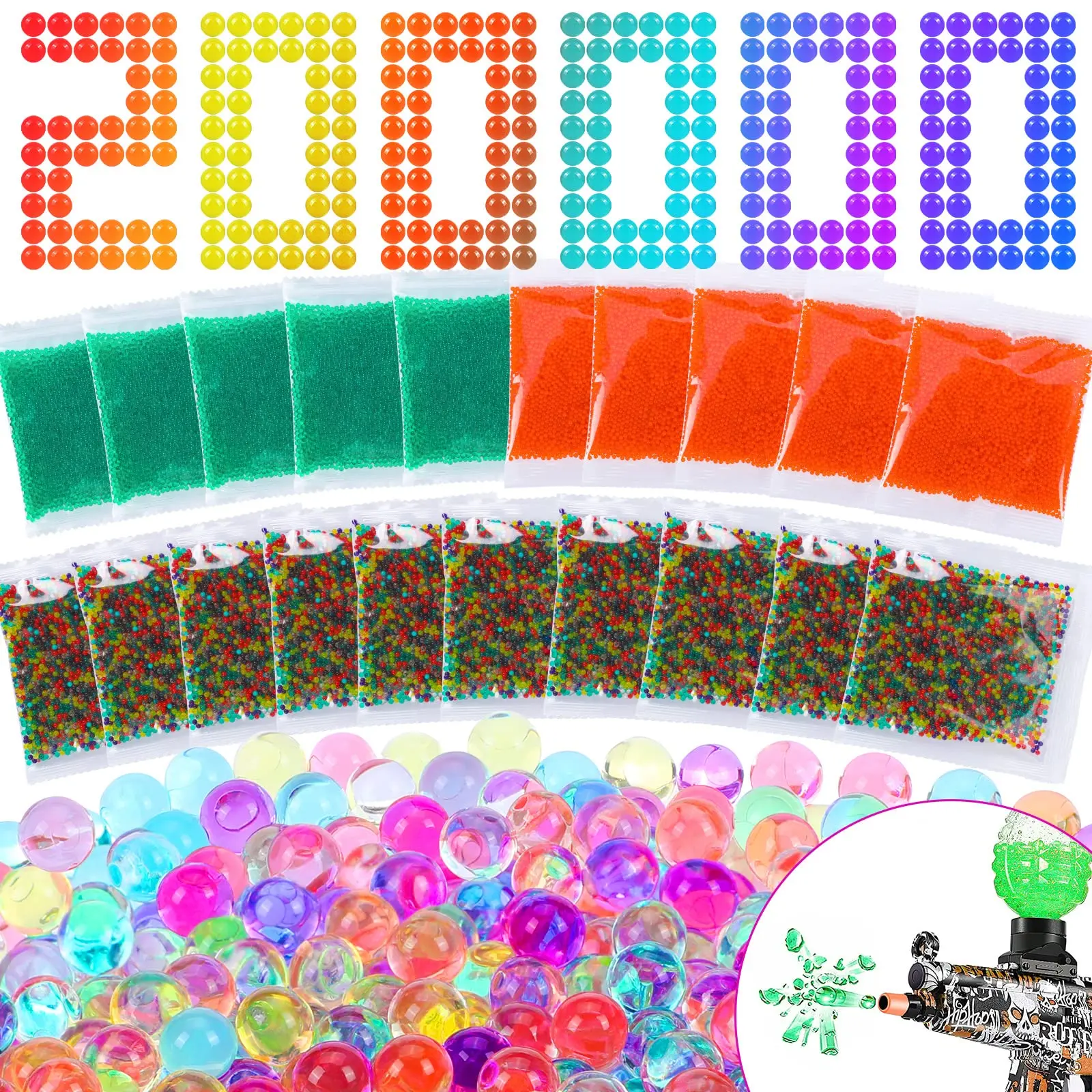GelBallGunRefillAmmo78mm200000SplatterBallGunAmmoWaterBall