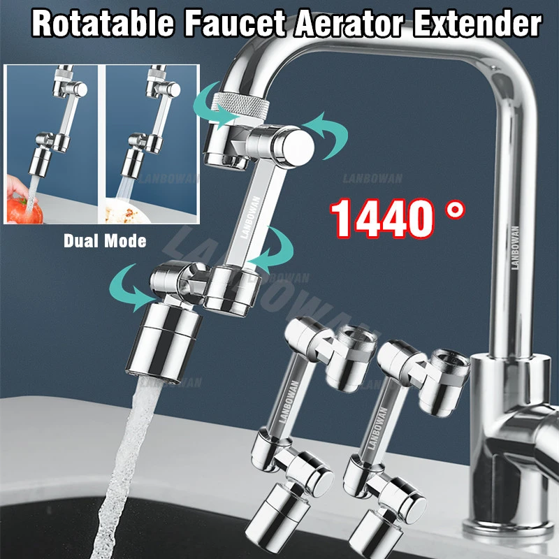 New Universal 1440° Rotatable Faucet Extender Spray Head Anti Splash