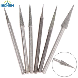 6Pcs 1-4mm Diamond Grinding Head Needle Bits Burrs Metal Stone Jade Engraving Carving Tool 2.35mm