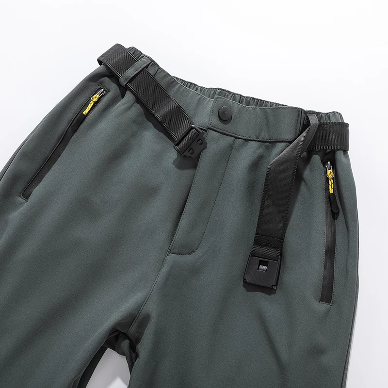 CHRLCK 양털 방수 하이킹 바지 남성 가을 겨울 남성 Softshell FleeceTrousers 캠핑 등산 러닝 야외 바지