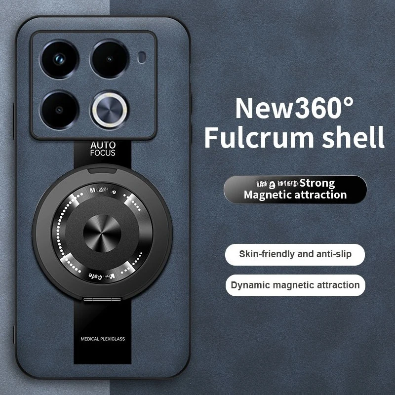 Premium 360 Rotating Magnetic Holder Sheepskin Leather Silicone Back Cover