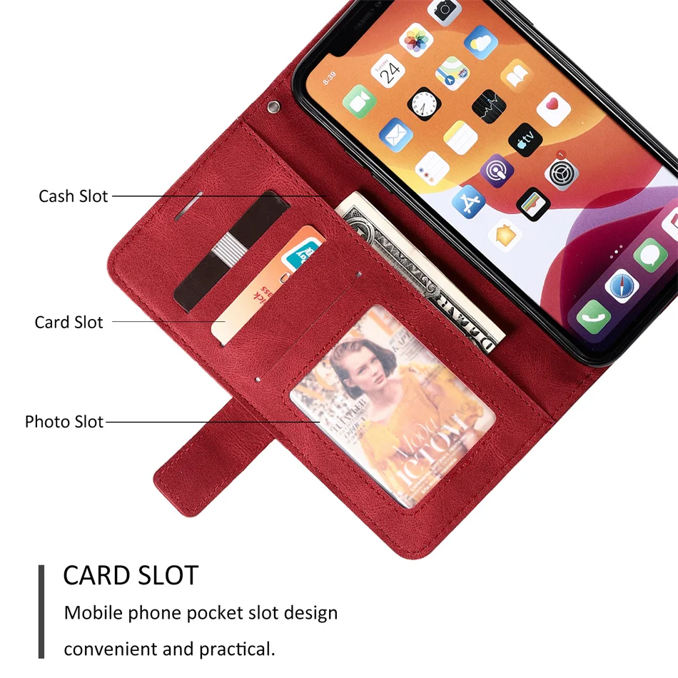 Premium Book Style Leather Cover Case with Photo Frame and Card Storage Wallet