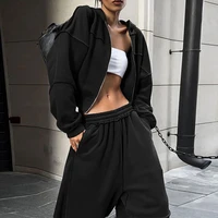 Survêtement Vintage Y2K High Street pour femmes, ample, manches longues, vestes à capuche avec taille élastique, pantalon de survêtement droit, 2 pièces 5