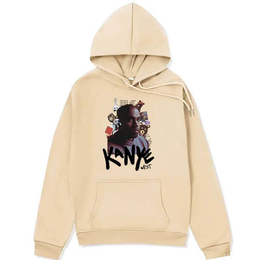 Rapper Kanye West Print Hoodies Men Women Aesthetic Harajuku Long Sleeve Pullover Fashion Sweatshirt Male Oversized Streetwear